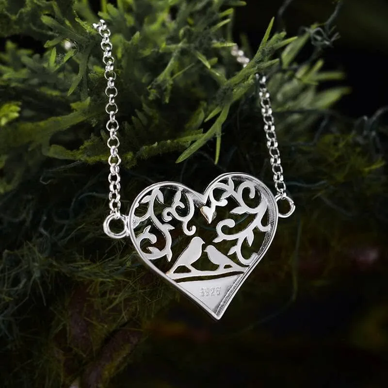 Romantic Love Bird in a Heart Bracelet
