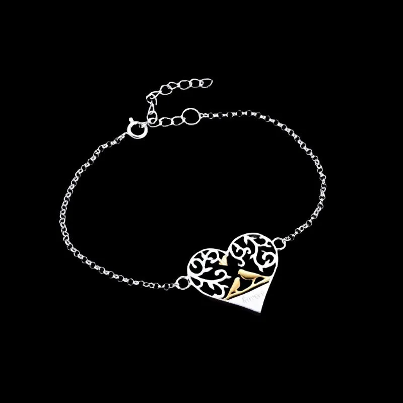 Romantic Love Bird in a Heart Bracelet
