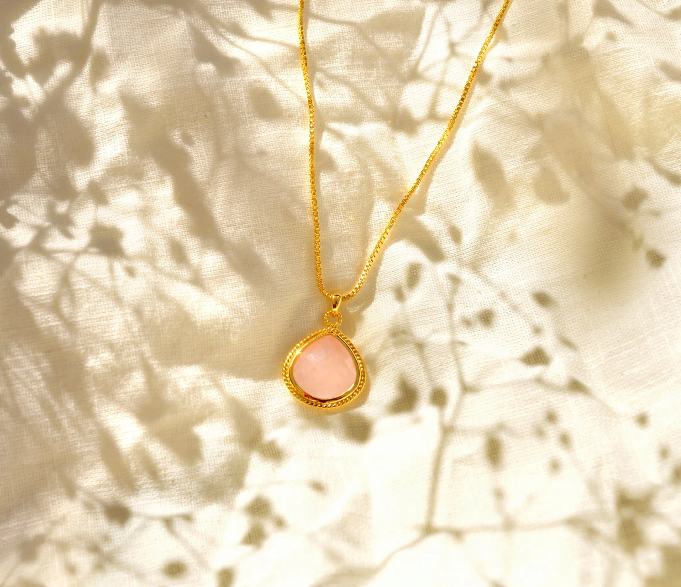 Rose Quartz Compassionate Heart Adjustable Necklace, White Rhodium