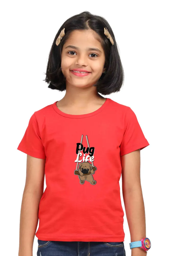 Round Neck T-Shirt (Girls) - Pug Life (5 Colours)