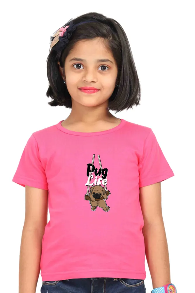 Round Neck T-Shirt (Girls) - Pug Life (5 Colours)