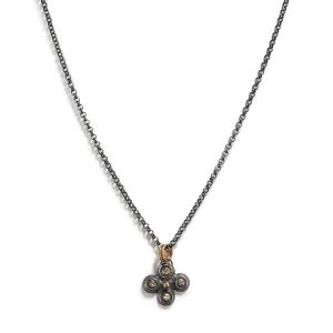 Rounded Gold and Silver Pendant with Diamond