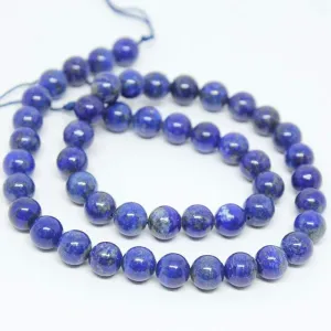 Royal Blue Lapis Lazuli Smooth Polished Gemstone Round Ball Beads Strand 15" 8mm
