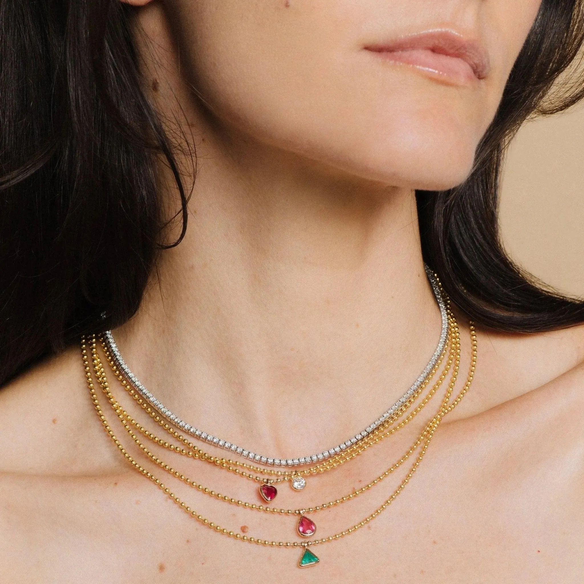 Rubellite Ball Chain Necklace