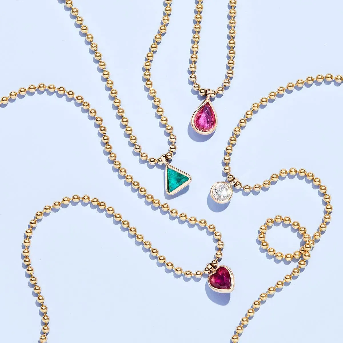 Rubellite Ball Chain Necklace