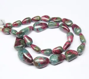 Ruby Zoisite Smooth Polished Tumble Gemstone Loose Beads Necklace 12mm 24mm 9"