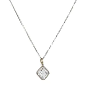 SALE - Emerald Cut Pendant with Topaz