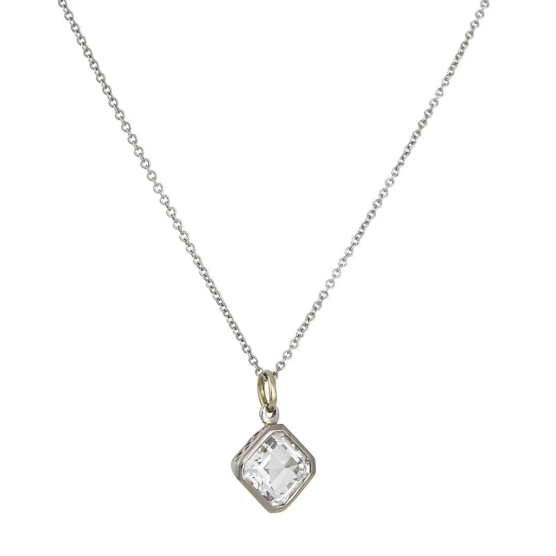 SALE - Emerald Cut Pendant with Topaz