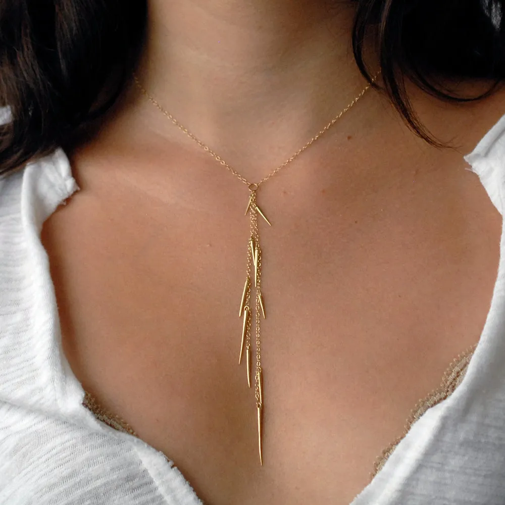 SALE! Small Point Long Drop Necklace in Black Rhodium by Marion Cage