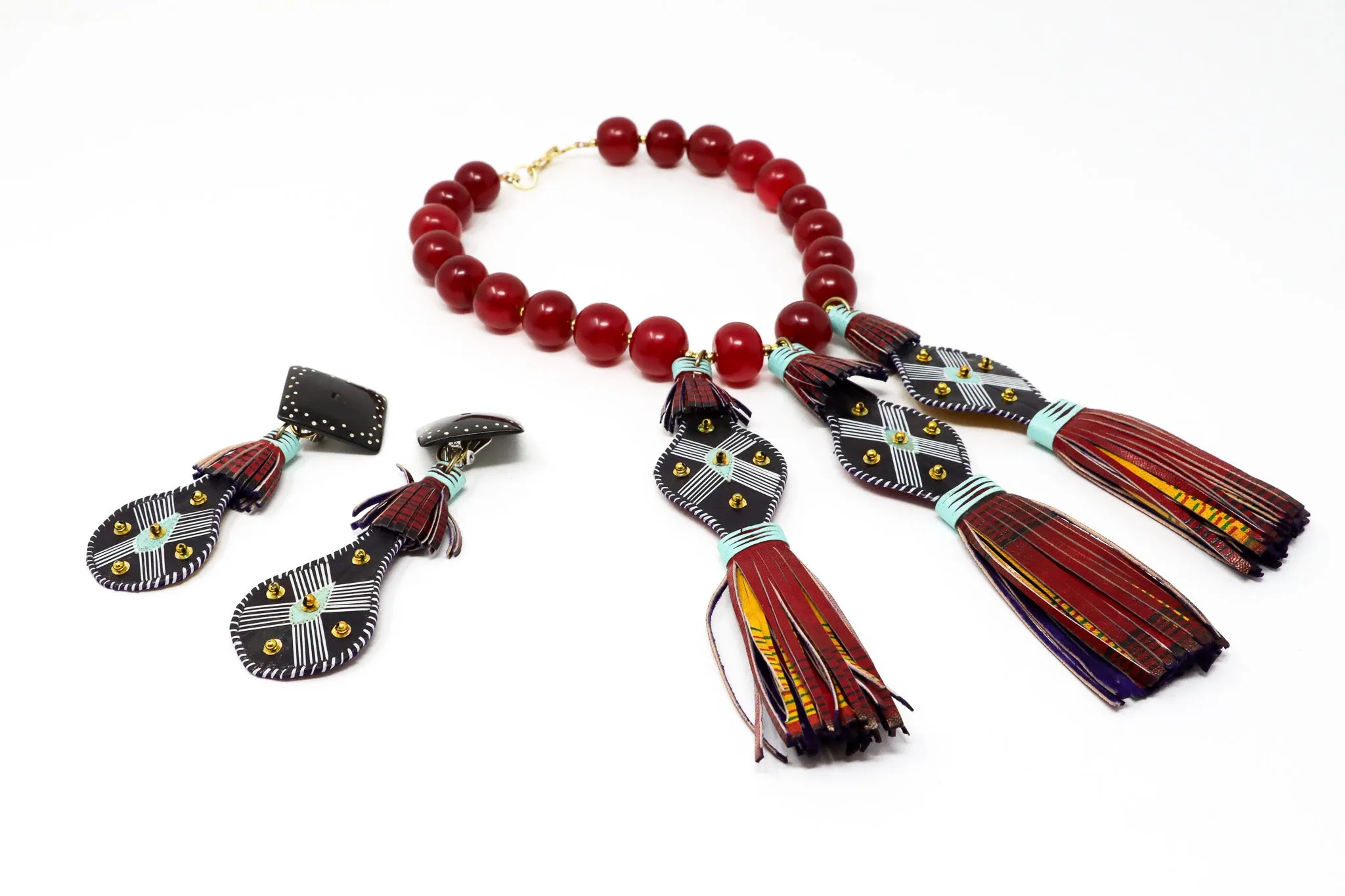 Sally Bass Leather Necklace