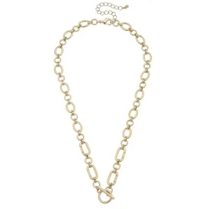 Sasha Toggle Front Charm Necklace Base in Shiny Gold