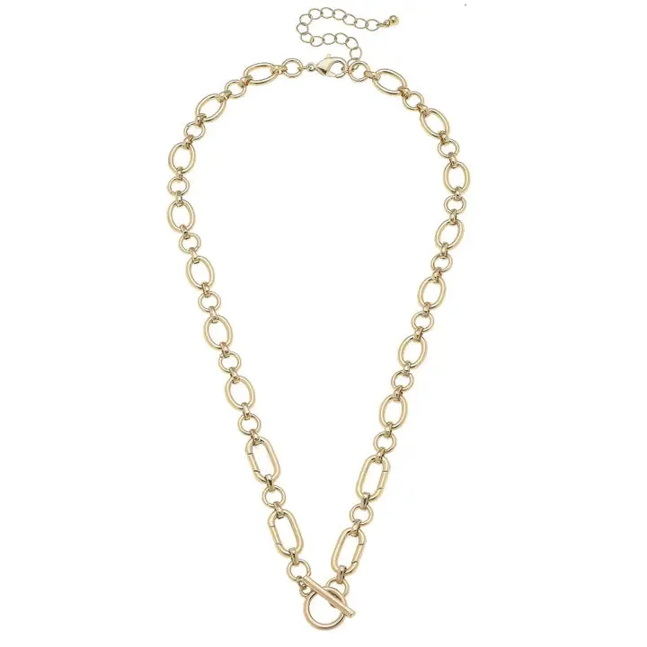 Sasha Toggle Front Charm Necklace Base in Shiny Gold