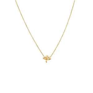 Scattered Diamond Mushroom Pendant Necklace 14K