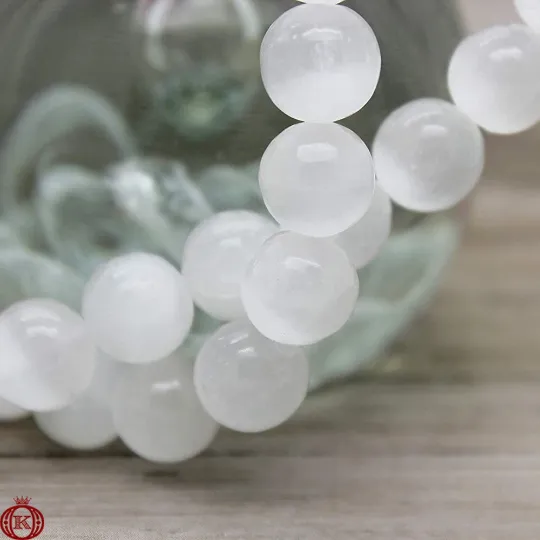 Selenite Beads Natural Smooth Round