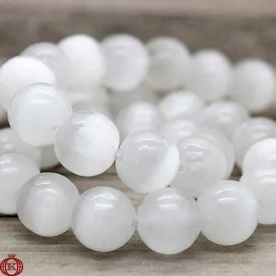 Selenite Beads Natural Smooth Round