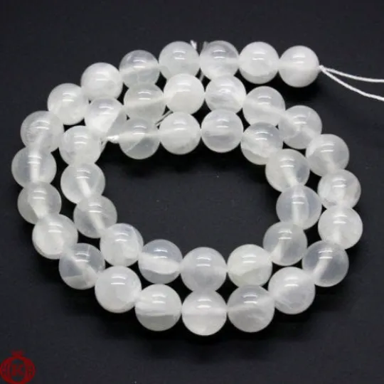 Selenite Beads Natural Smooth Round