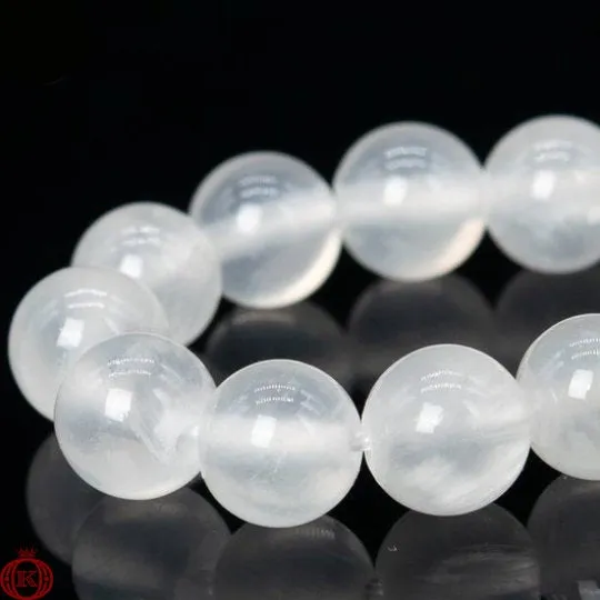 Selenite Beads Natural Smooth Round