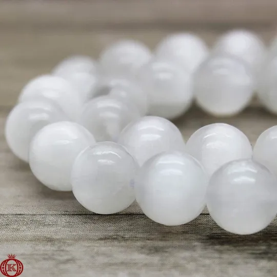 Selenite Beads Natural Smooth Round