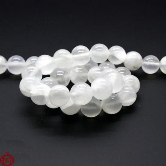 Selenite Beads Natural Smooth Round