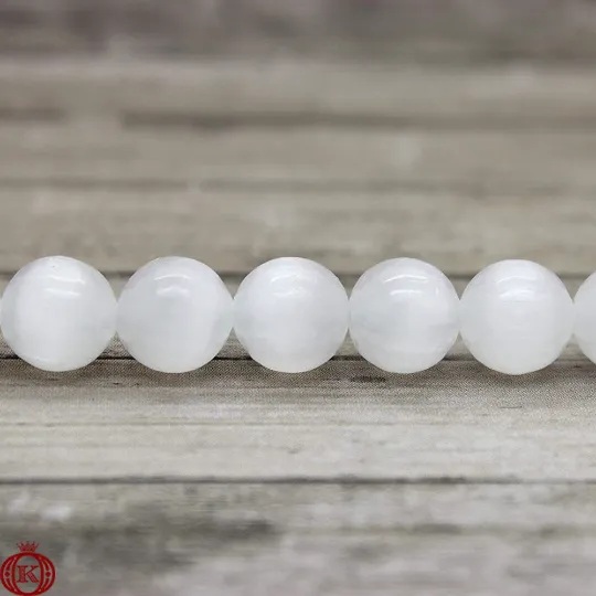 Selenite Beads Natural Smooth Round