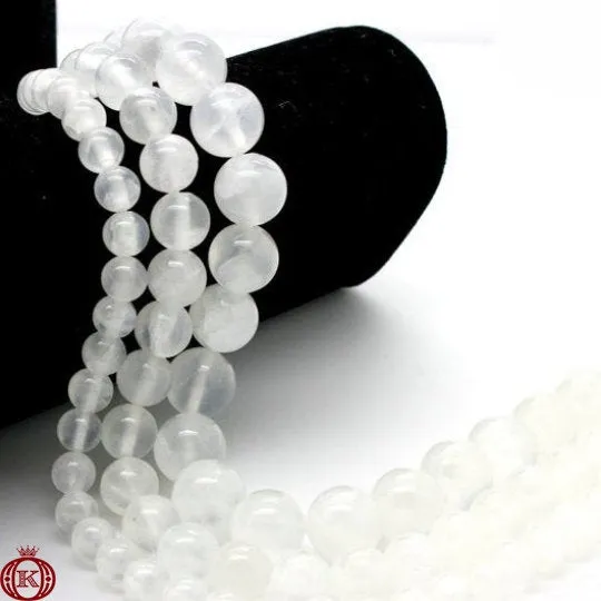 Selenite Beads Natural Smooth Round