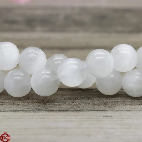Selenite Beads Natural Smooth Round