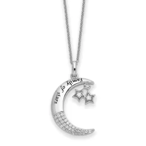 Sentimental Expressions Sterling Silver Rhodium-plated CZ Antiqued Family Of Stars 18 Inch Necklace