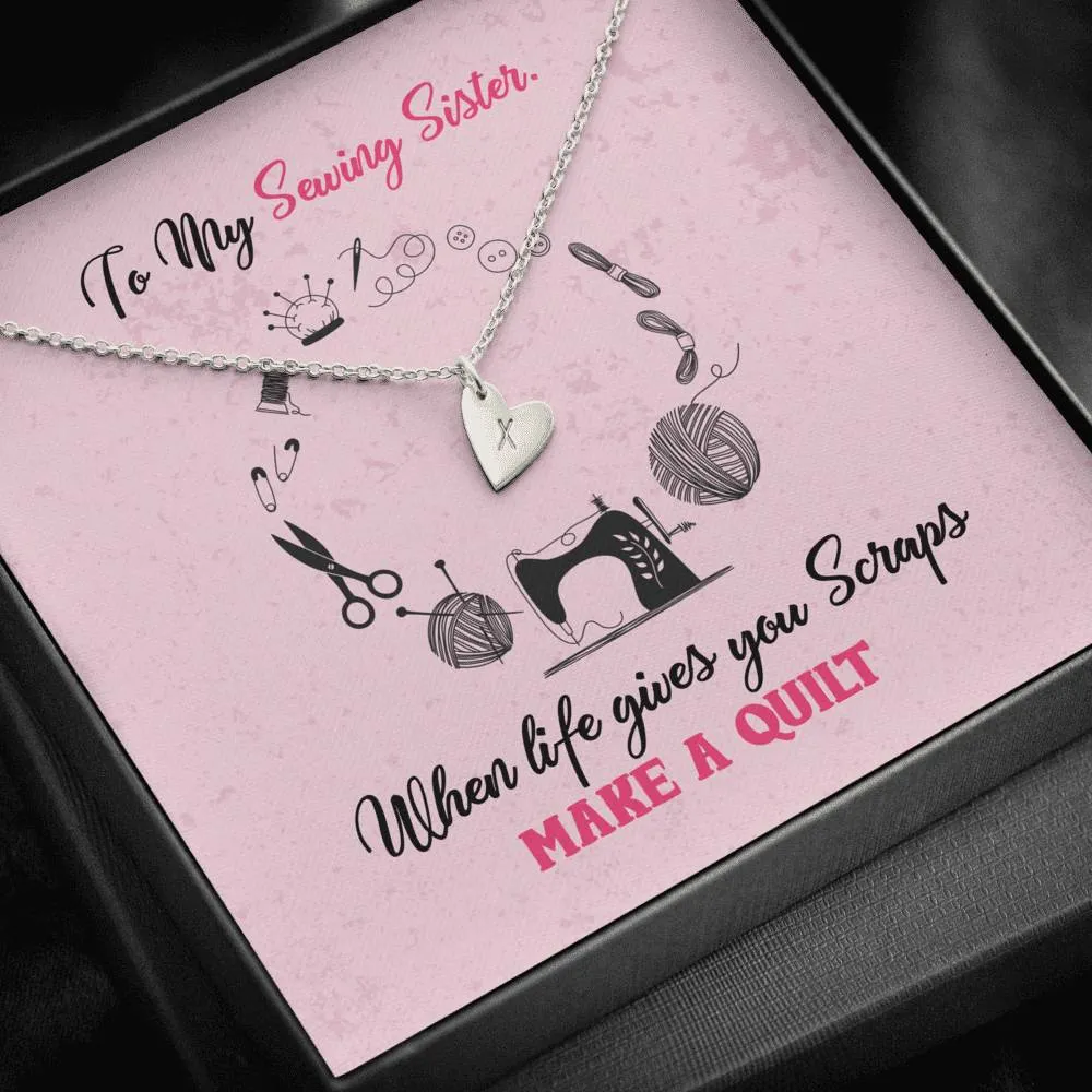 Sewing Sisters Heart Charm Necklace