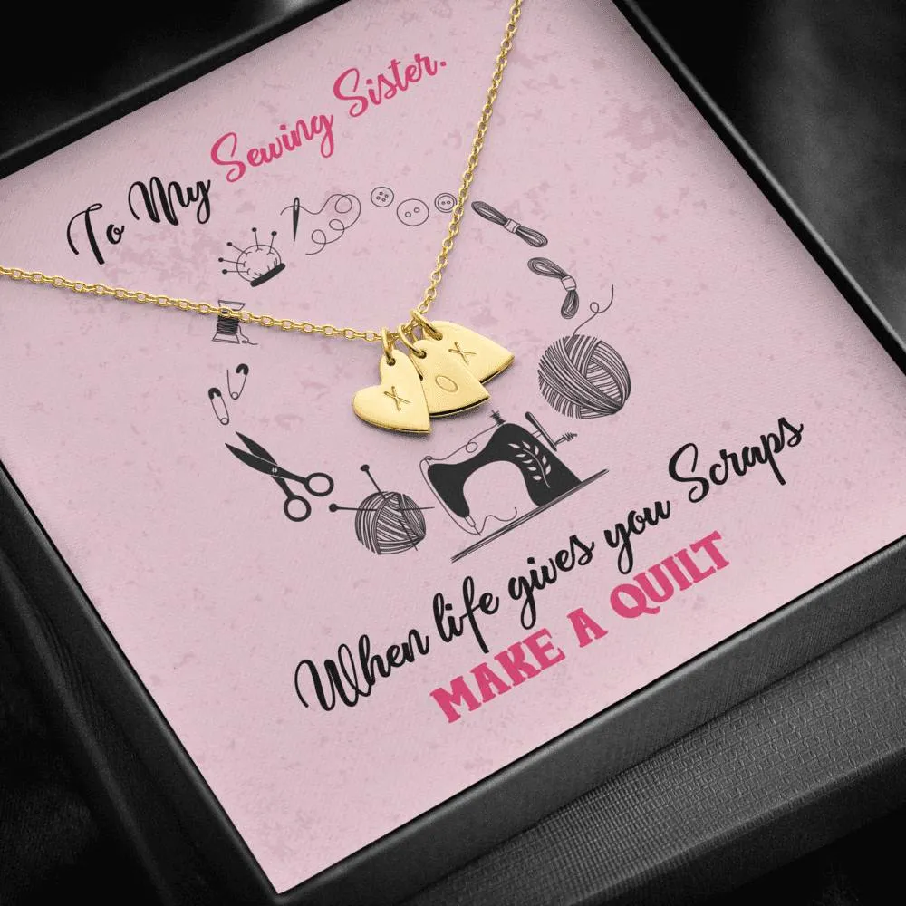 Sewing Sisters Heart Charm Necklace
