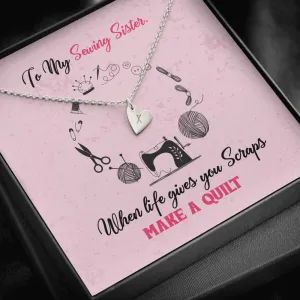 Sewing Sisters Heart Charm Necklace