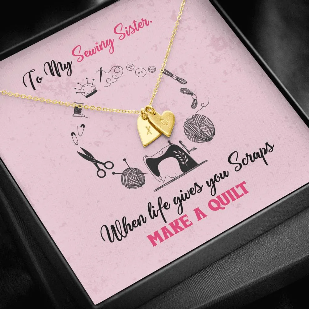 Sewing Sisters Heart Charm Necklace