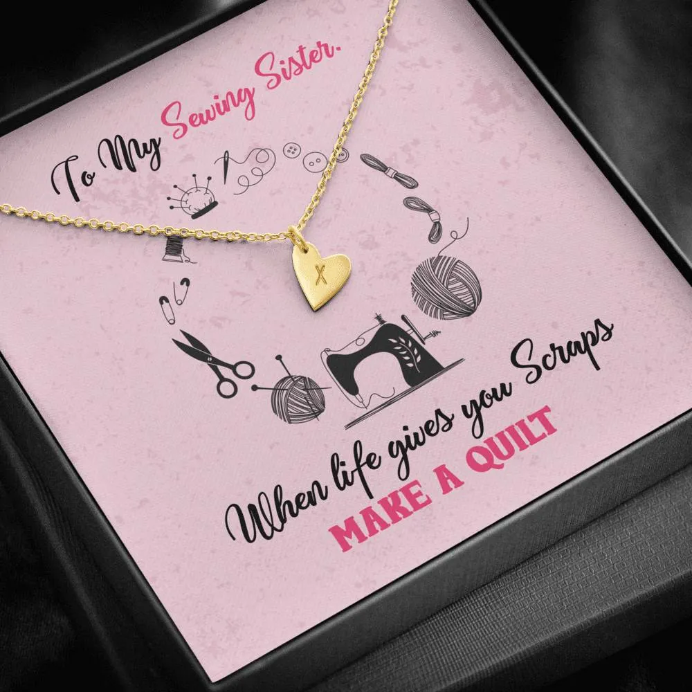 Sewing Sisters Heart Charm Necklace