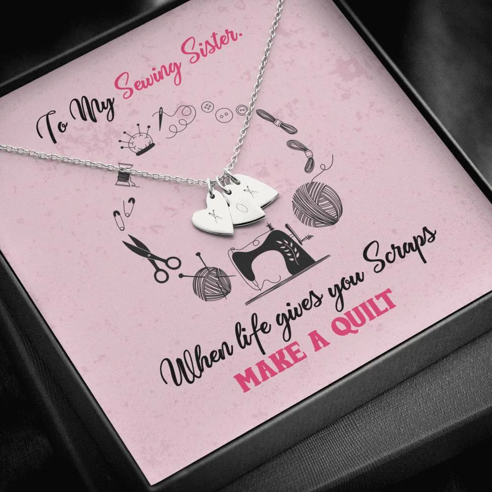 Sewing Sisters Heart Charm Necklace