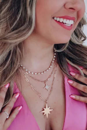 Shining Star Layered Pendant Necklace - Gold