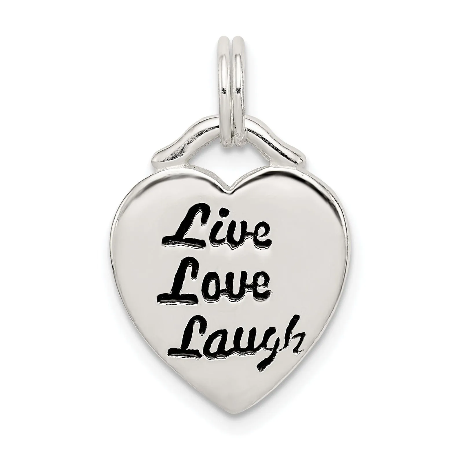 Silver Antiqued LIVE LAUGH LOVE Heart Charm