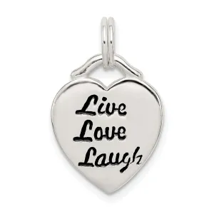 Silver Antiqued LIVE LAUGH LOVE Heart Charm