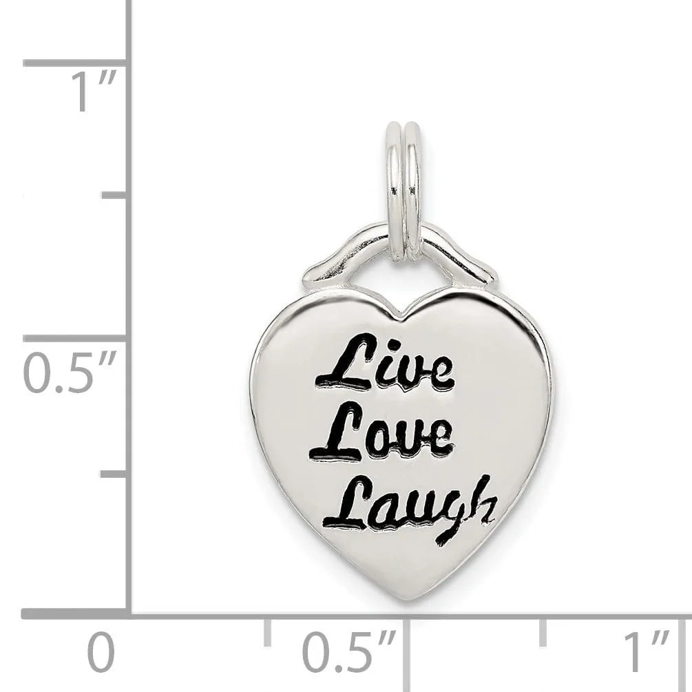 Silver Antiqued LIVE LAUGH LOVE Heart Charm