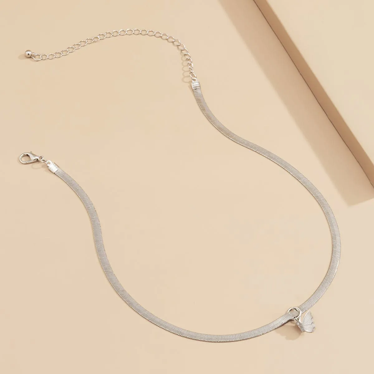Silver-Plated Butterfly Snake Chain Choker