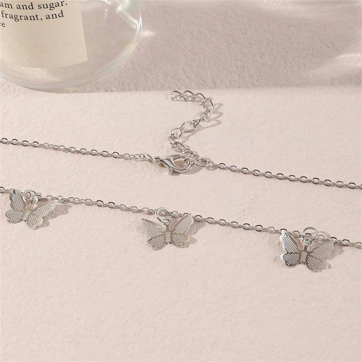 Silver-Plated Butterfly Station Necklace