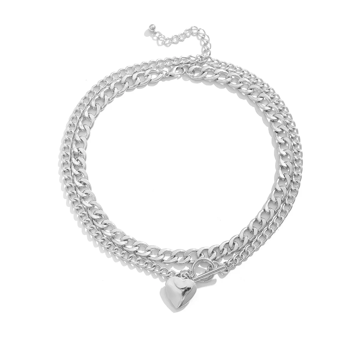 Silver-Plated Heart Locket Lariat Necklace Set