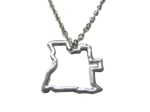 Silver Toned Angola Map Outline Pendant Necklace