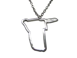 Silver Toned Namibia Map Outline Pendant Necklace