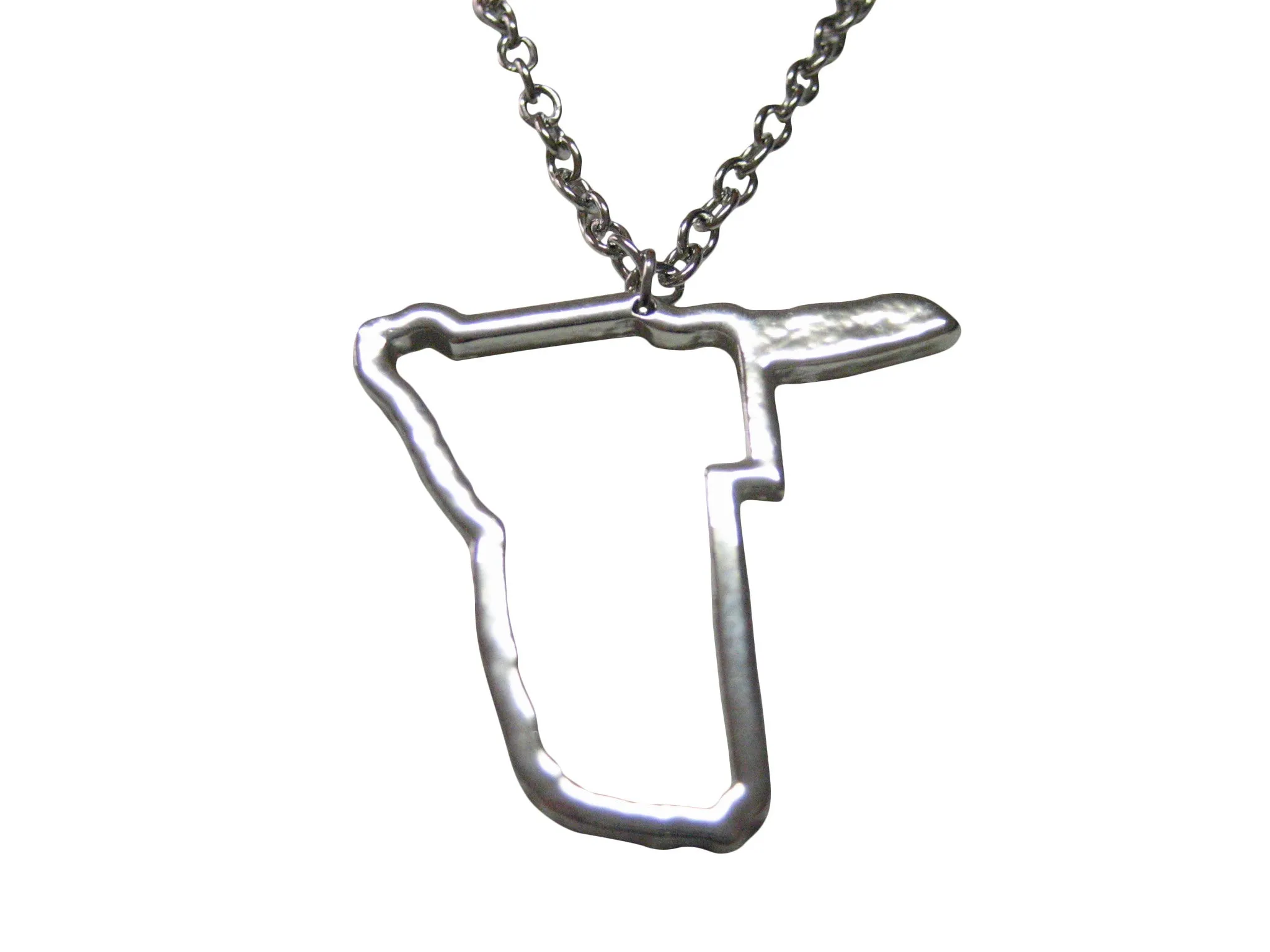 Silver Toned Namibia Map Outline Pendant Necklace