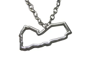Silver Toned Yemen Map Outline Pendant Necklace