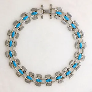 Sinuous Mexican Silver & Turquoise Choker