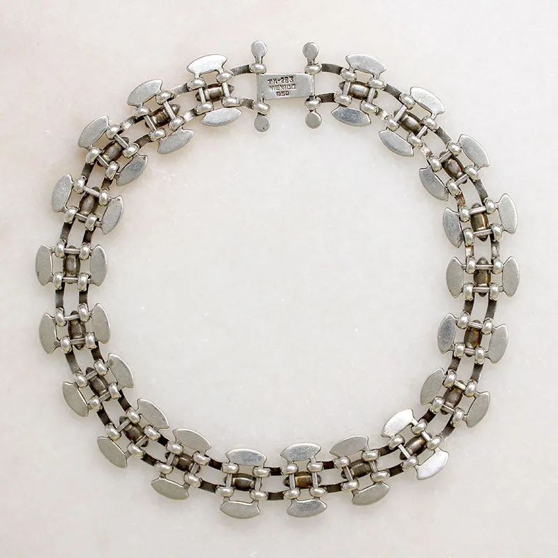 Sinuous Mexican Silver & Turquoise Choker