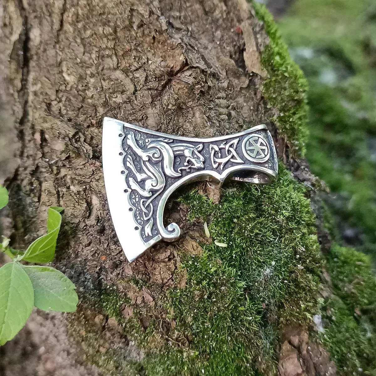Slavic Axe of Perun silver pendant