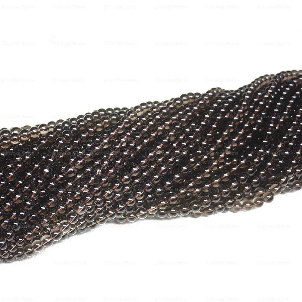 Smoky Quartz Natural Brown Smooth Ball Round Loose Gemstone Beads Strand 15" 6mm