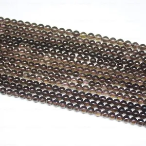 Smoky Quartz Natural Brown Smooth Ball Round Loose Gemstone Beads Strand 15" 6mm