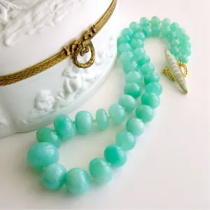 Smooth Chrysoprase Matinee Necklace Inlay Opal Toggle - Courtney Necklace
